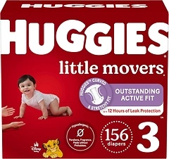 Huggies Size 3 Diapers, Little Movers Baby Diapers, Size 3 (16-28 lbs), 156 Count (6 packs of 26)