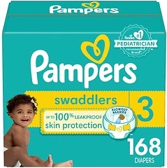 Pampers Swaddlers Diapers - Size 3, One Month Supply (168 Count), Ultra Soft