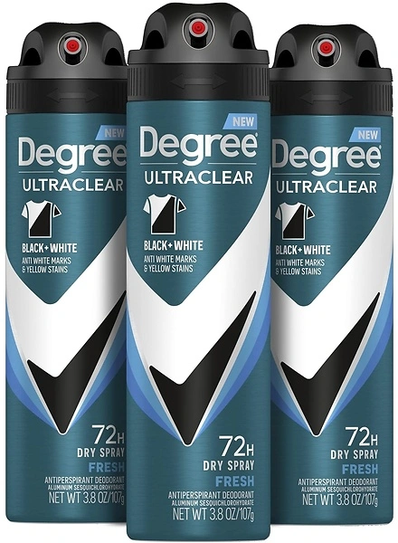 Degree Men Antiperspirant Spray Black + White, 3 Count, 3.8 oz Each