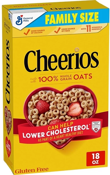 Cheerios Cereal, Happy Heart Shapes, Whole Grain Oats, Family Size, 18 oz