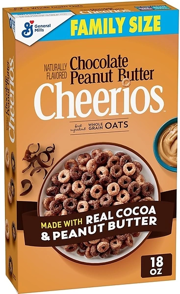 Chocolate Peanut Butter Cheerios Breakfast Cereal, Family Size, 18 OZ