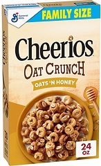 Cheerios Oat Crunch Oats & Honey Oat Breakfast Cereal, Family Size, 24 oz