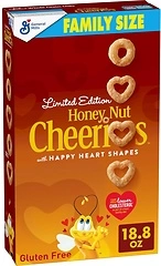 Honey Nut Cheerios Cereal, Happy Heart Shapes, Heart Healthy, Family Size, 18.8 oz