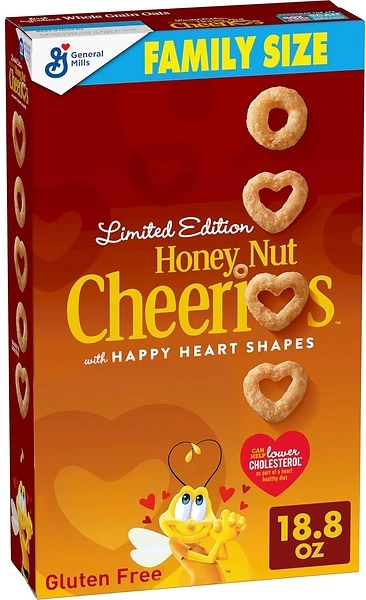 Honey Nut Cheerios Cereal, Happy Heart Shapes, Heart Healthy, Family Size, 18.8 oz
