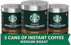 Starbucks Premium Instant Coffee, Medium Roast, 100 Arabica Beans, 3 Pack