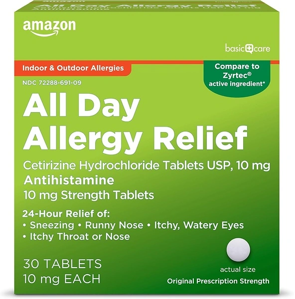 Basic Care All Day Allergy, Cetirizine Hydrochloride 10mg, 30 Tablets