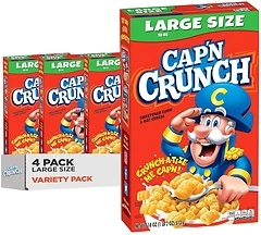 Cap'n Crunch Cereal, Original, Boxes, 18 Oz, Pack of 4