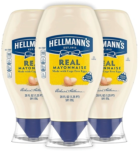 Hellmann's Real Mayonnaise Squeeze Bottle, 3 Count, 20 oz, Gluten Free