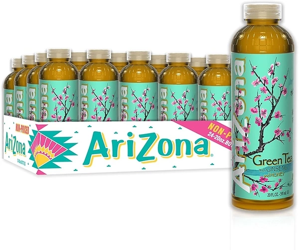 AriZona Green Tea with Ginseng and Honey, 20 Fl Oz (Pack of 24)