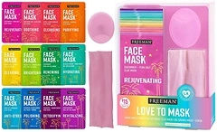 Freeman Facial Love To Mask Variety Pack: 14 Piece Kit with Bonus Buffer & Headband