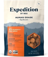 Amazon Brand Wag Expedition Organic Biscuits Dog Treats, Pumpkin & Chia Seed, 10 oz