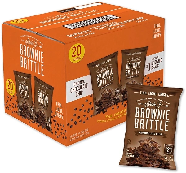 Sheila G's Brownie Brittle, Original Chocolate Chip, Thin and Crispy, 20 Count