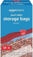 Amazon Basics Slider Quart Food Storage Bags, 120 Count