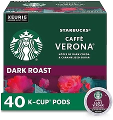 Starbucks K-Cup Coffee Pods, Caffe Verona, Dark Roast, 40 Pods
