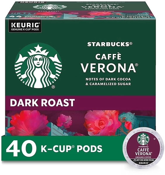 Starbucks K-Cup Coffee Pods, Caffe Verona, Dark Roast, 40 Pods