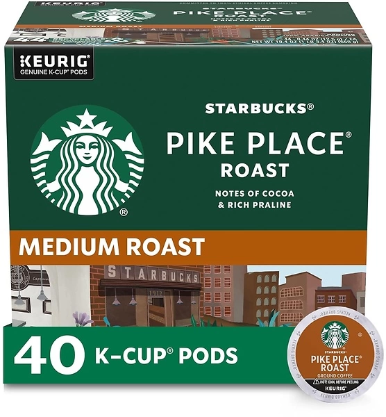 Starbucks Medium Roast K-Cup Coffee Pods - Pike Place, 40 Pods