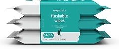 Amazon Basics Flushable Adult Toilet Wipes, Fragrance Free, 126 Count