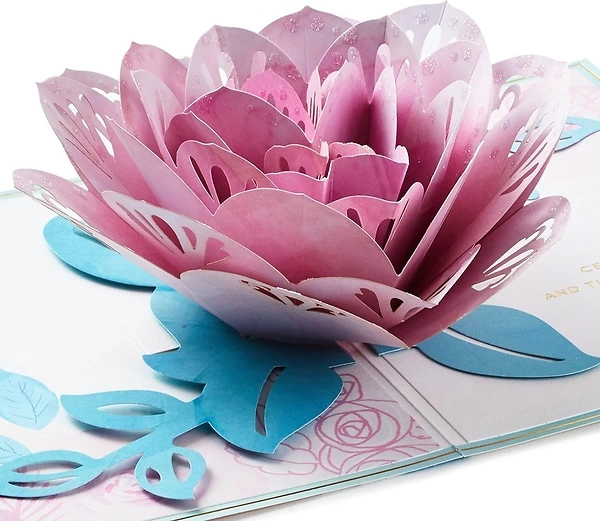 Hallmark Pop Up Card for Wife or Girlfriend, Pink Rose, Mother's Day, Birthday, Anniversary