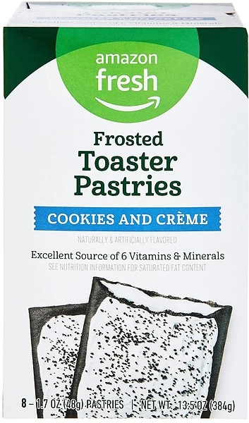 Amazon Fresh, Frosted Cookies and Creme Toaster Pastries, 8 Count