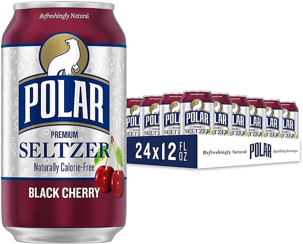 Polar Seltzer Water Black Cherry, 12 fl oz cans, 24 pack