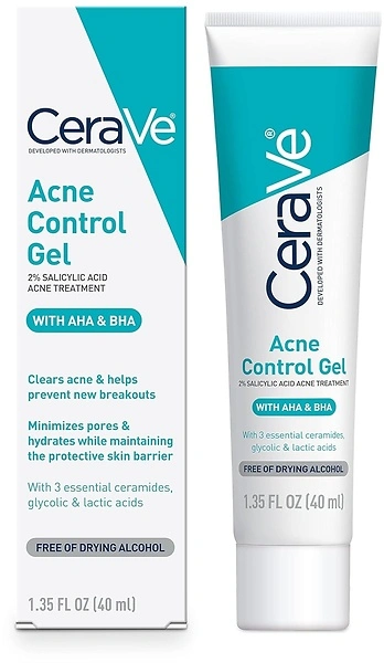 CeraVe Acne Control Gel, 2% Salicylic Acid Treatment, 1.35 Fl Oz