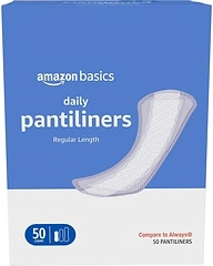 Amazon Basics Daily Pantiliner, Regular Length, Unscented, 50 Count