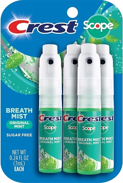 Crest Scope One Mint Breath Mist Sprays, 4-Pack, 0.24 Ounce (7mL) Each