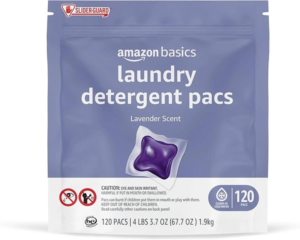 Amazon Basics Laundry Detergent Pacs, Lavender Scent, 120 Count