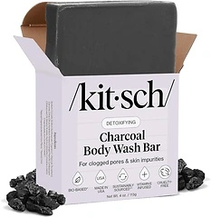 Kitsch Charcoal Soap Body Wash Bar – Detoxifying with Activated Charcoal, 4 oz