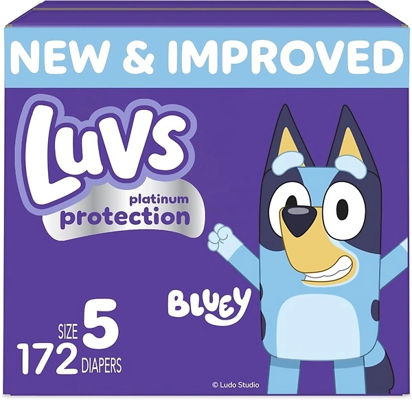 Luvs Diapers - Size 5, 172 Count, Bluey Disposable Baby Diapers