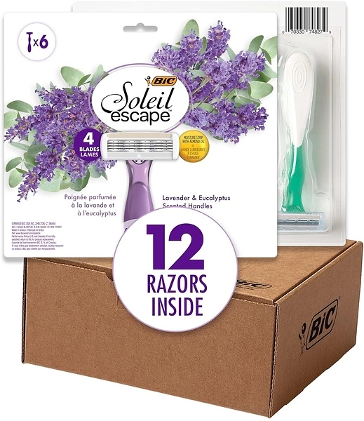 BIC Soleil Escape Women's Disposable 4-Blade Razors, 12 Razors