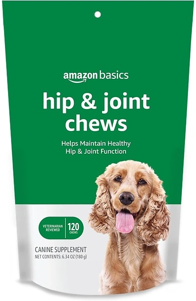 Amazon Basics Dog Hip & Joint Supplement Chews, Glucosamine, 120 Count