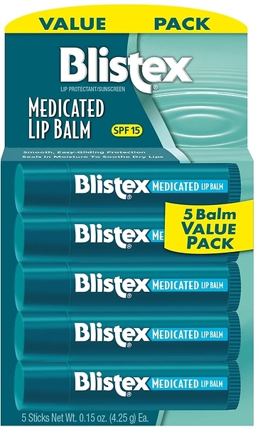 Blistex Medicated Lip Balm, 0.15 Ounce, Pack of 5 – Prevent Dryness & Chapping