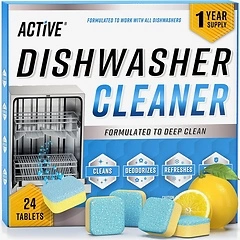 Dishwasher Cleaner and Deodorizer Tablets, 24 Pack, Heavy Duty, Natural Remover