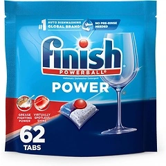 Finish Power Dishwasher Pods, No Pre-Rinse Detergent, Deep Clean & Shine, 62 Count