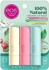 eos Organic Lip Balm Trio, Vanilla Bean, Sweet Mint, & Strawberry Sorbet, 3-Pack