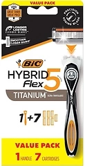 BIC Flex 5 Refillable Men's Holiday Shaving Kit: 5-Blade Razors, 1 Handle and 7 Cartridges, 8-Piece Gift Set, Perfect Stocking Stuffer for Sensitive S...