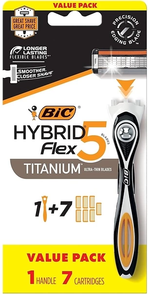 BIC Flex 5 Refillable Men's Holiday Shaving Kit: 5-Blade Razors, 1 Handle and 7 Cartridges, 8-Piece Gift Set, Perfect Stocking Stuffer for Sensitive S...