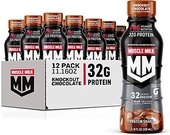 Muscle Milk Pro Advanced Nutrition Protein Shake, Knockout Chocolate, 11.16 Fl Oz (Pack of 12), 32g Protein, 1g Sugar, 16 Vitamins & Minerals, 5g Fibe...