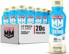 Muscle Milk Zero Protein Shake, Vanilla Creme, 20g Protein, 12 Pack, 11.16 Fl Oz