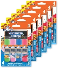 Elmer's Scented Glue Sticks, Washable, Clear, Assorted Scents, 6 Grams, 6 Packs of 4 (24 Total Count)