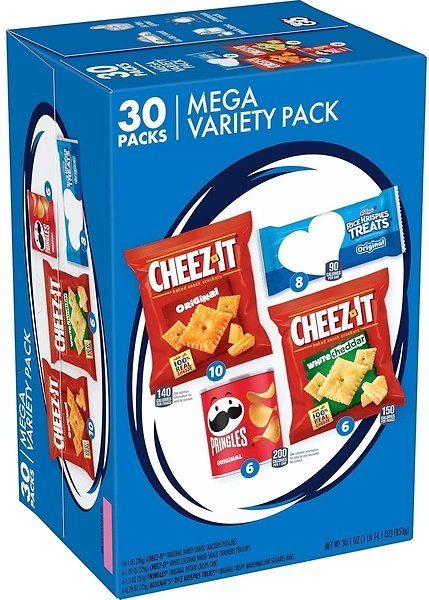 Kellogg's Snacks, Lunch Snacks, Kids Snacks, Mega Pack, Variety Pack, 30.1oz Box (30 Packs)