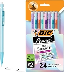 BIC Xtra-Smooth Pastel Mechanical Pencils, Medium Point (0.7mm), 24 Count