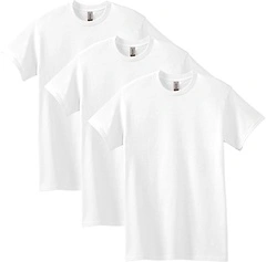 Gildan Unisex Adult Heavy Cotton T-shirt, Style G5000, Large, White (3-pack)