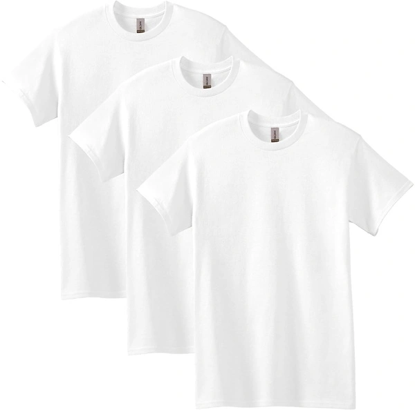 Gildan Unisex Adult Heavy Cotton T-shirt, Style G5000, Large, White (3-pack)