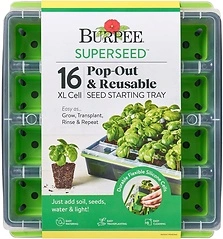 Burpee SuperSeed Seed Starting Tray, 16 XL Cells, Reusable for Vegetables & Herbs