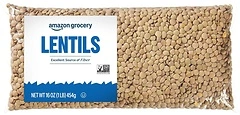 Amazon Grocery Lentils, Non GMO, Excellent Source of Fiber, 16 Oz