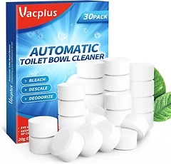 Vacplus Toilet Bowl Cleaner Tablets 30 PACK, Automatic Toilet Bowl Cleaners with Bleach for Deodorizing and Descaling, Bathroom Cleaner Against Tough ...