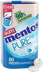 Mentos Pure Fresh, Fresh Mint Sugar Free Gum with Xylitol, 80 Pieces