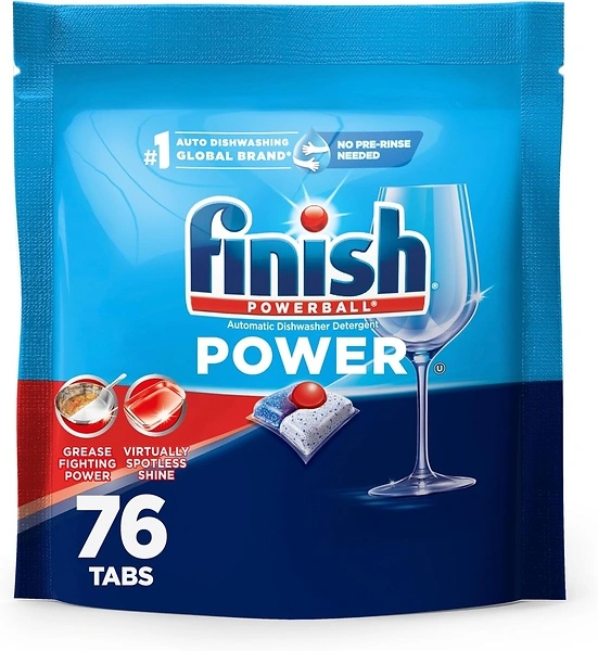 Finish Power Dishwasher Pods, No Pre-Rinse Detergent for Deep Clean, 76 Count